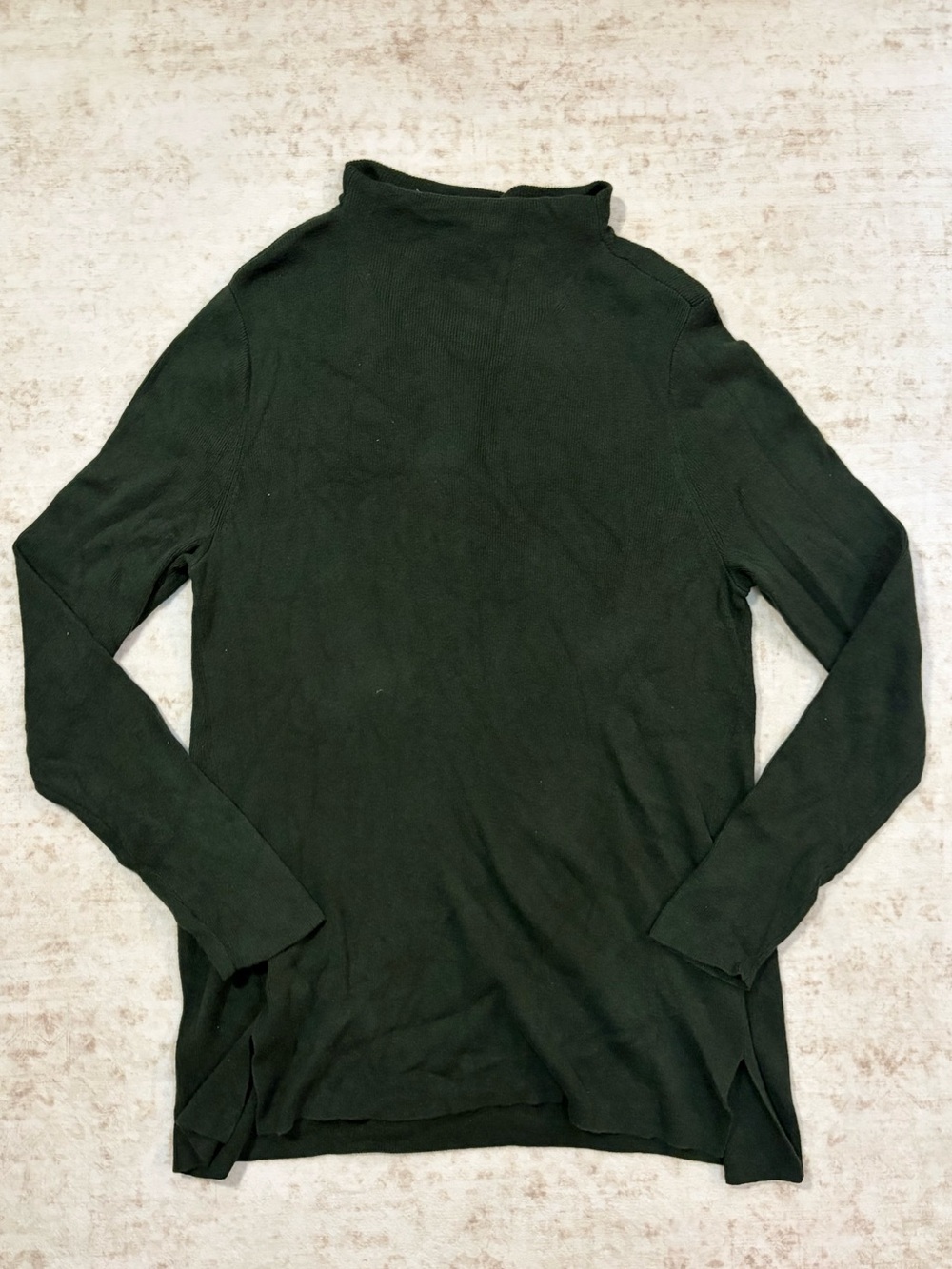 J. JILL LT dark green mock turtleneck sweater, wool blend